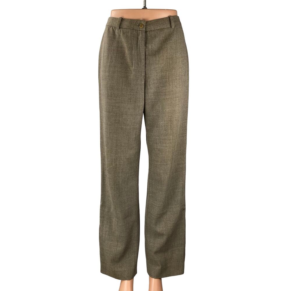 Ann Taylor Jayne Brown Wool Straight Palazzo Wide Leg Trousers Dress Pants Sz 4